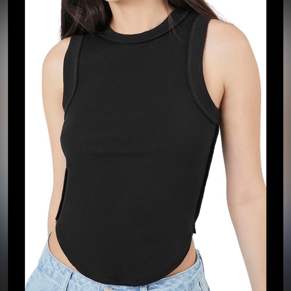 NWT! Black Sleeveless Ribbed Top